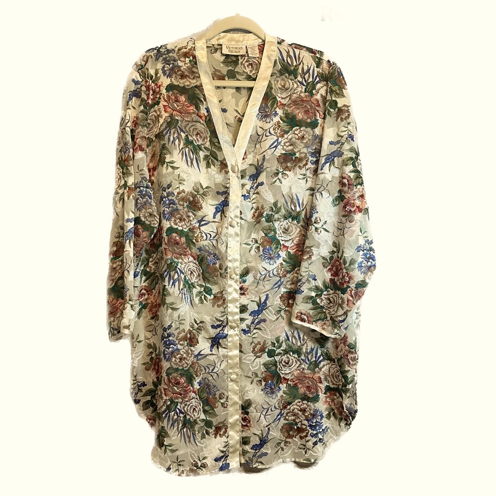 Vintage Victoria’s Secret GOLD LABEL floral long sleeve nightgown M/L